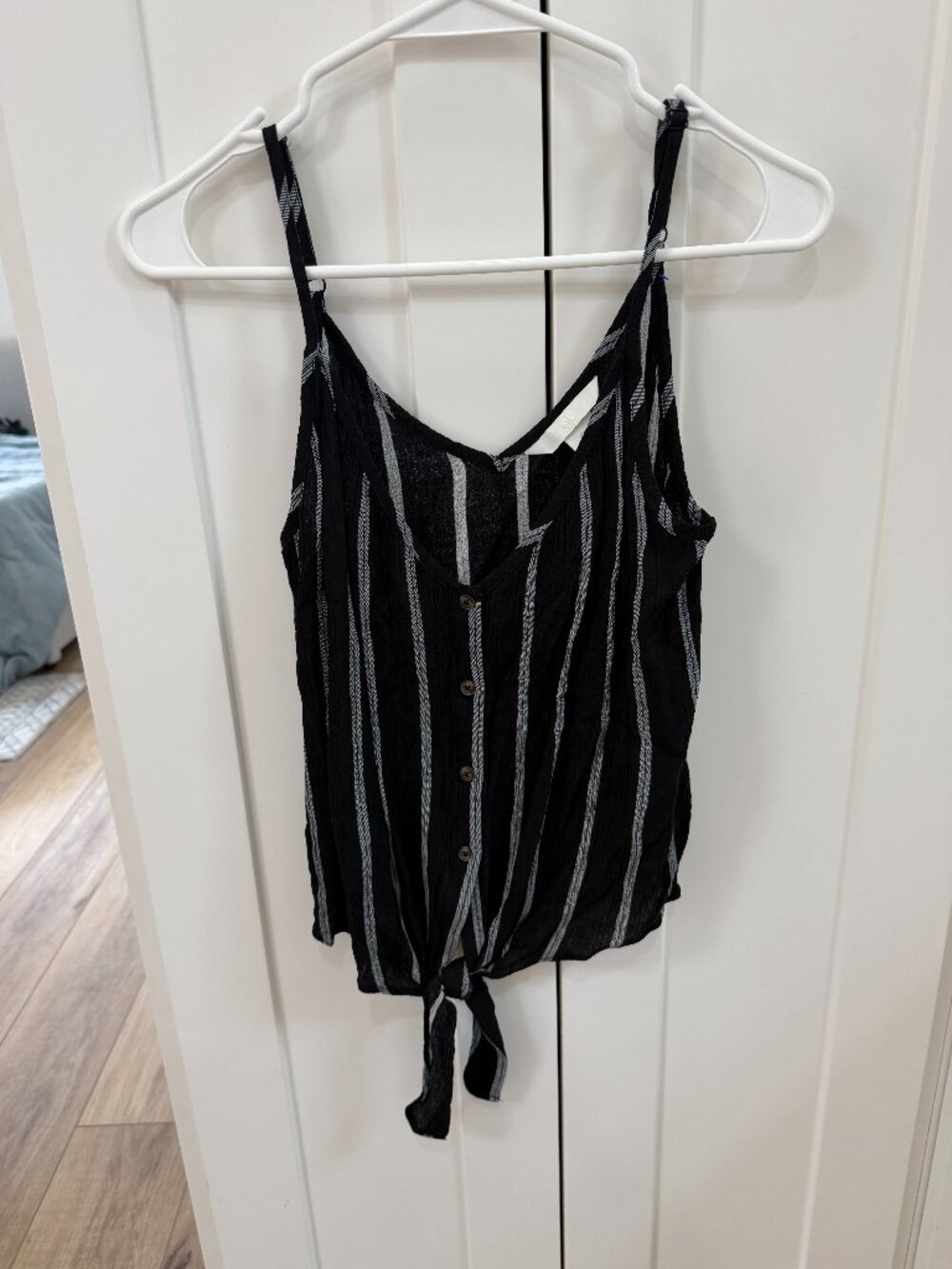 striped black and white tank top